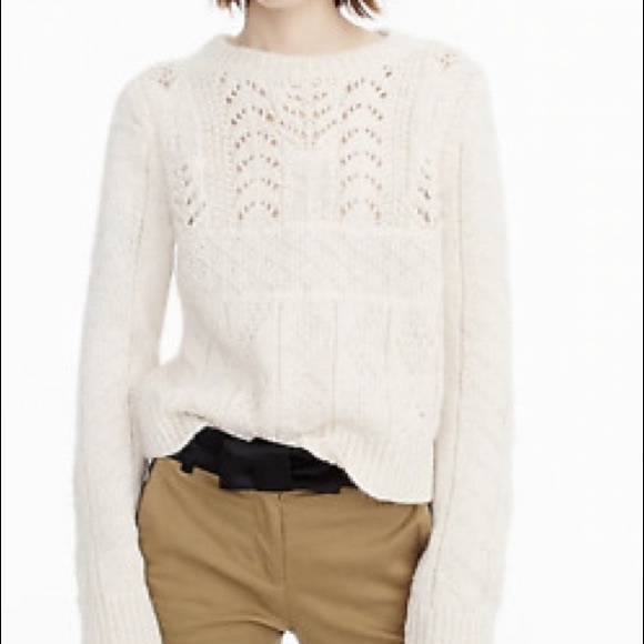 JCREW 1988 Cable Knit Sweater NWT Size M Ivory - Picture 7 of 8